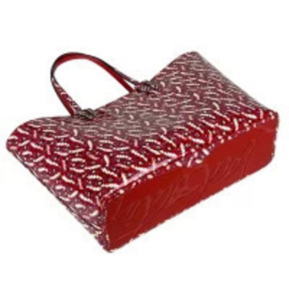 Christian Louboutin Vernis Leather Tote Bag Cabata Shoulder Studded Patent Red
